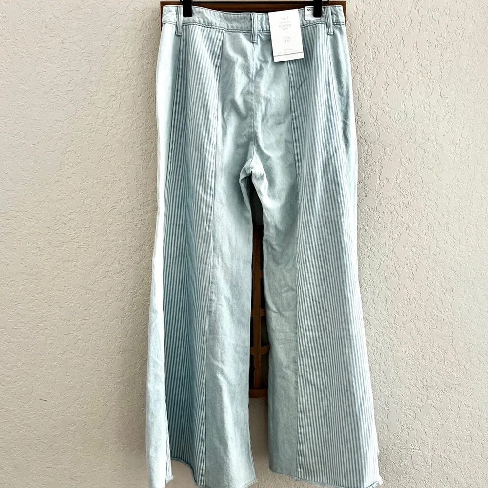 NOEND Denim Jeans Light Wash Hi Rise Wide Leg Pintuck Stripe Panels NWT 30 - Picture 7 of 14